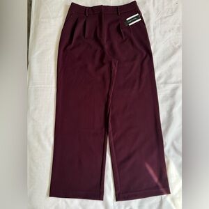 Chic Burgundy Wide Leg Women's Pants 12